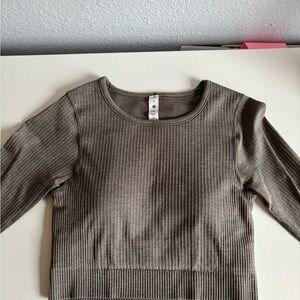 lululemon athletica Ribbed Crop Top in Olive Gray